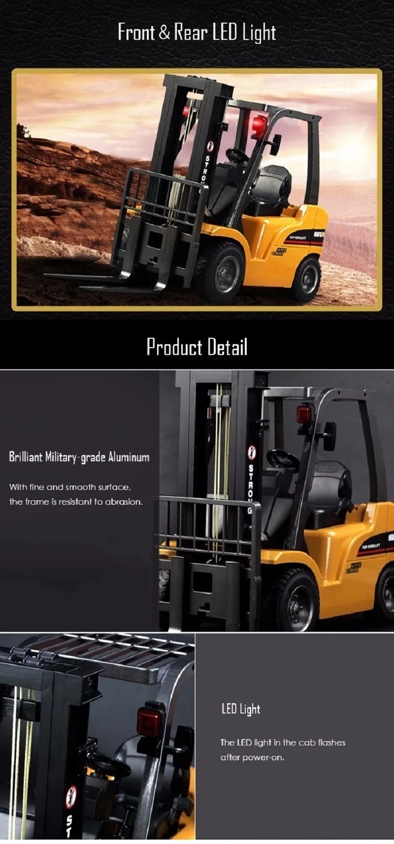 1:10 8CH alloy forklift huina 1577 Radio remote Control car toys (9)