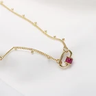 Best Selling Gold Plated Lock Chain Necklace Jewelry with Adjustable Cubic Zircon