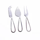 3 pieces 304 stainless steel hollow handle butter tools set cheese knife