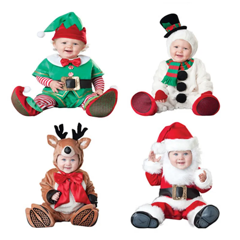 Рождественский подарок популярный детский комбинезон Санта Клаус одежда Детский комбинезон для новорожденных мальчиков и девочек Детский карнавальный костюм