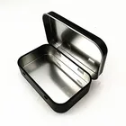 custom personalized small empty wedding black embossed metal hinged candy mint tin cans