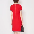Red jersey dresses Short Sleeve Summer Elegant Casual Women Clothing Dress Round Neck Office knitted dress for women