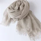 Widen large size 100% plain linen scarves printed scarf shawl