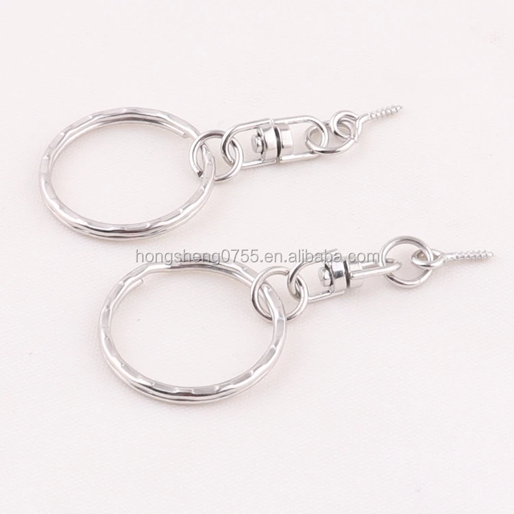 metal split key ring with hook and eye screw for gifts keychain