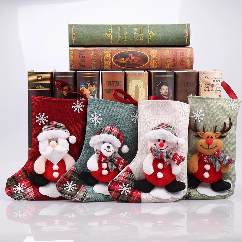 kids cute gift christmas hanging socks santa stocking decoration