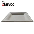 Dishes Plates Disposable Square Take Away Disposable Fibers Natrual Bagasse Plate Round Bagasse Square Plates