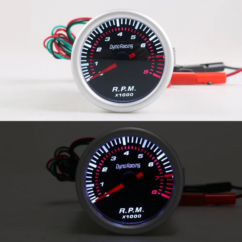 Universal Mm Auto Tachometer Smoke Lens White Led Rpm