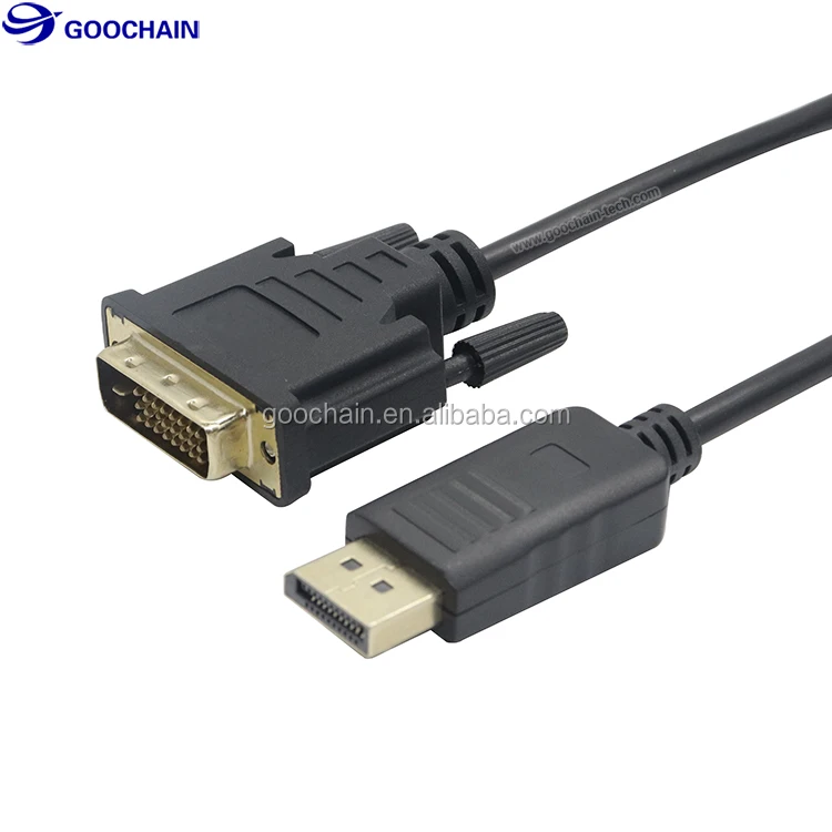 Black Gold Plated DVI To Displayport DP Male To Male Cable - ANKUX.COM