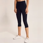 New yoga pants elastic double-sided thin section high waist stitching pocket sports running capri leggings women