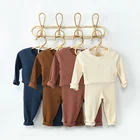 Baby Clothes Long Sleeve Kids Clothing Ribbed Cotton Baby Pajamas Wholesale Baby Wear Clothes Set