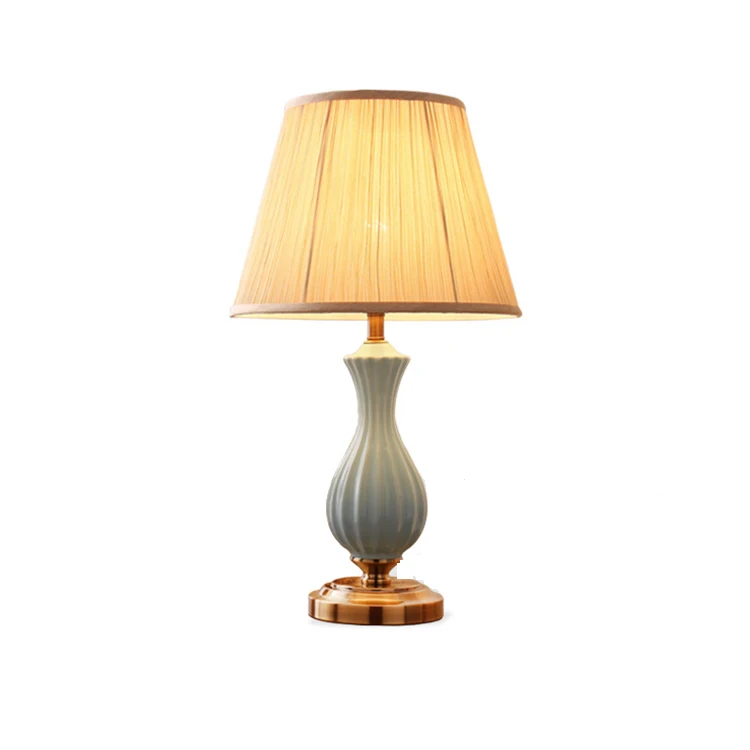European Classic Style Ceramic Table Lamps with Fabric shade for Office home Living Bedroom
