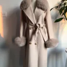 Hood Long Coat Coats Long Fluffy Fox Collar Loose Size Double Breasted Long Cashmere Coat Women Fashion Wool Coats Women