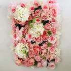 C0237 High quality handmade white pink colorful rose wedding decorative 3D artificial silk flower walls