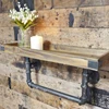urban Industrial style wood wall shelf with iron pipe old brown color storage shelf for living room