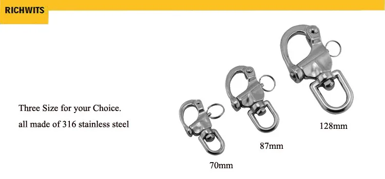 Pc Mm D Ring Type Swivel Snap Hook Rotary Shackle Stainless