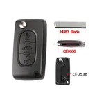 3 Buttons Flip Remote Key Fob Case Replacement Shell CE0536 Type for Peugeot with HU83 Key Blade