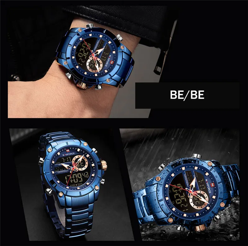 NAVIFORCE Top Brand Men Watches Fashion Business Quartz Watch Mens Chronograph Wristwatch Clock Relogio Masculino 9163