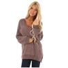 New Design Casual Women Long Sleeve Pullover V Neckline Knit Sweaters