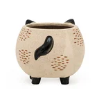 Wholesale hot sale lovely instgram 3D unique kitten cat flower succulent pot in pottery clay ceramic