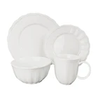 Wholesale western 16pcs luxury ceramic dinner set embossed dubai dinnerware engraved fine porcelain dinnerware set