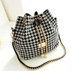Canvas Canvas Drawstring Chain Sling Shoulder Small Bucket Handbag Wholesale Women Mini Tote Bag