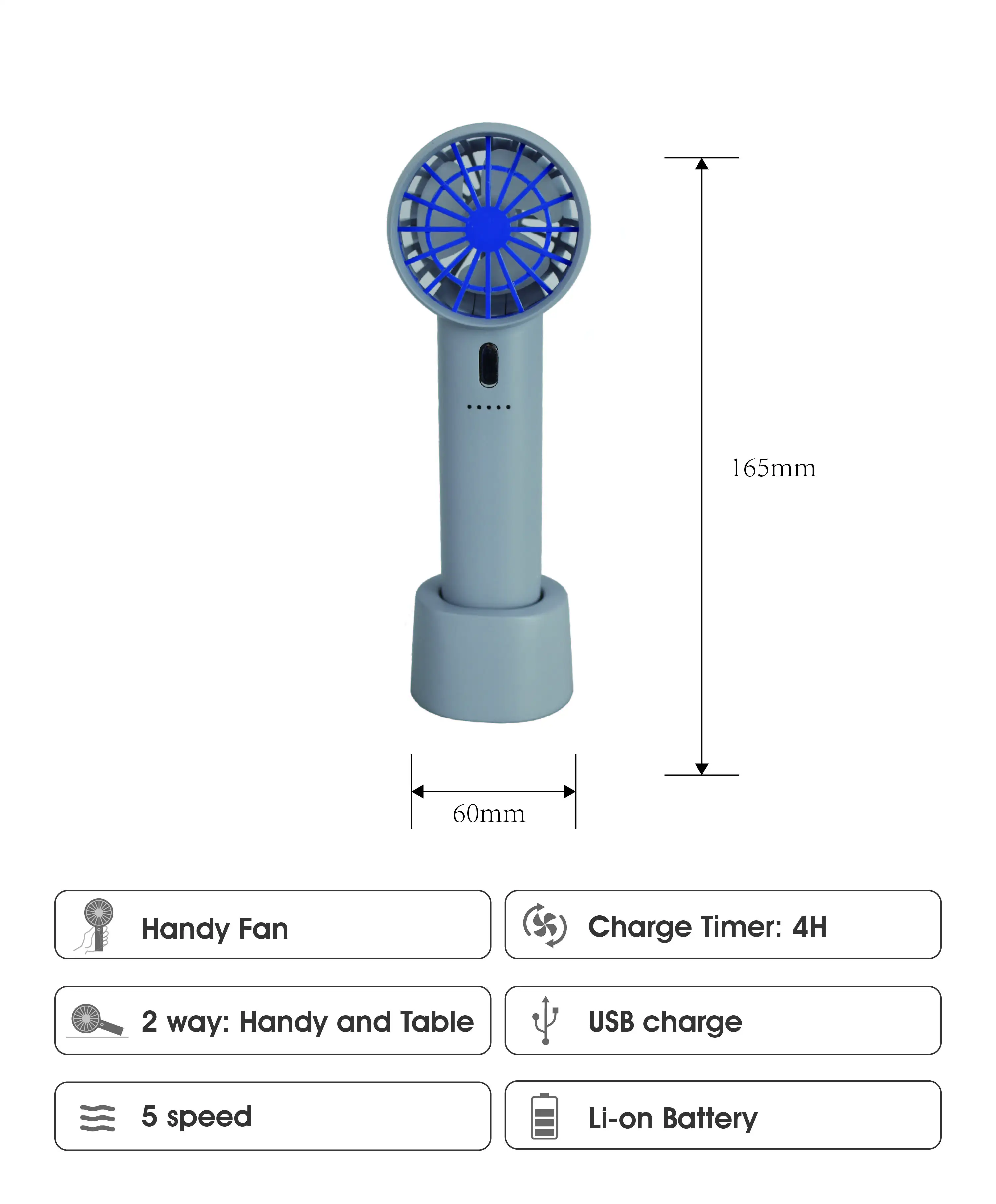 Portable Fan, HANDYMINI, USB, BATTERY - detail 4