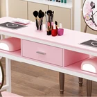 Nail Table Professional Beauty Double Seats Salon Furniture White Nail Table Manicure Table For Salon Station