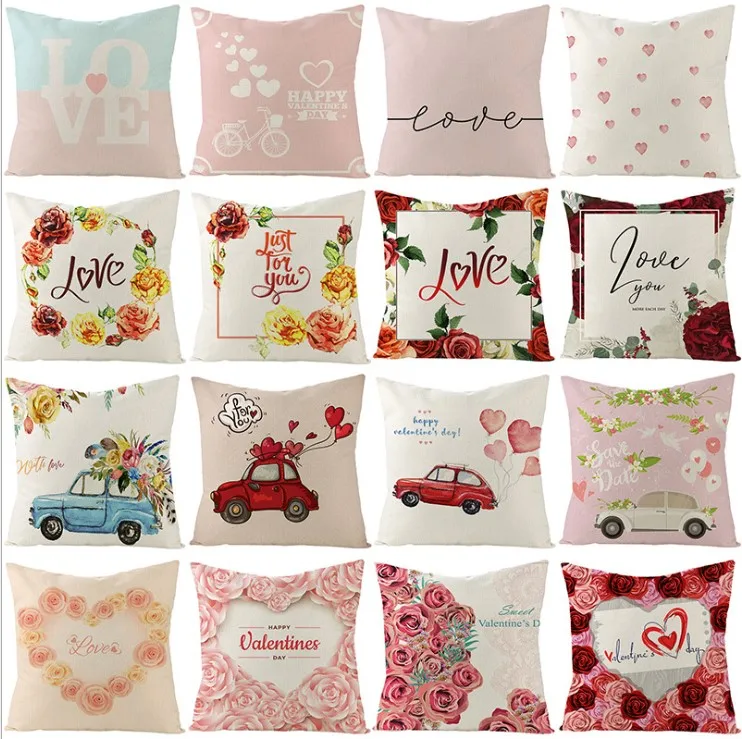 love rose flowers sofa pillow cushion pillow cover valentines