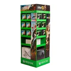 Green floor pop up cardboard display classical grid floor shipper display electronic paper display rack for game
