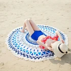 High quality round printed with tassels microfiber beach towel