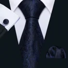 Custom Paisley Neckties Pure Silk Italian Navy Men Tie Set