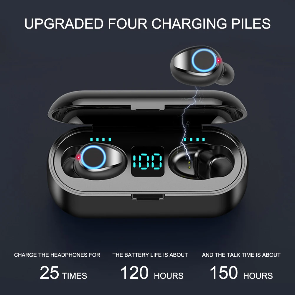 F9 TWS 8D HIFi Noise Cancelling Headset Game No Delay Bluetooth Invisible Earphone - ANKUX.COM