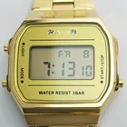 Lady Diamond Alloy Digital Watches Waterproof Stainless Steel Wristwatch Your Logo Custom Gold Digital Watches