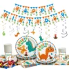 Custom dinosaur birthday party supplies for kids dinosaur party pack spoons forks plates set