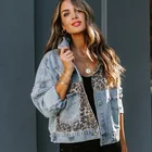 Jacket Autumn Denim Jacket Women Long Sleeve European And American Fashion Splicing Leopard Denim Jacket Jacket