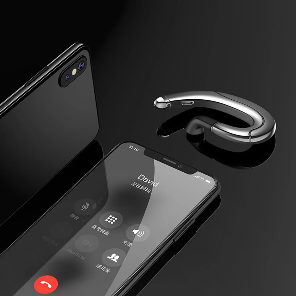 F88 Sports Ear Hook Handfree Bone Conduction Unilateral Headset Noise Cancelling Wireless Bluetooth V5.0 Earphone for IP Samsung - ANKUX.COM
