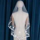 2019 New Handmade Simple White Lace Edge Wedding Veils