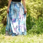 Wholesale summer new print chiffon plus size beach holiday boho long skirt