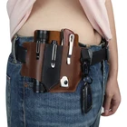 Leather Belt Leather Kosibate Leather Belt Pouch Sheath EDC Pocket Organizer For Knife Flashlight Pen