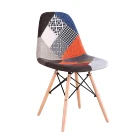 Seat Wooden Wholesale PP Seat Wooden Legs Fabric Patchwork Dinning Chairs