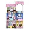 Wholesale gifts happy family wooden baby doll house miniature furniture for kids