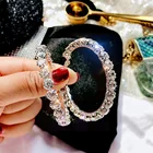 Post 5.5cm Big Circle Shiny CZ Crystal Hoop Earrings Rhinestone Hoop Earrings