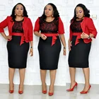 Dress Plus Clothing Office Lady Lace Patchwork Dress Solid Jacket Commuter African Mother Dress Woman