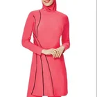 MOTIVE FORCE New Design Rose Pink And Black Colorblock Muslim Women Swimwear 3pcs/set