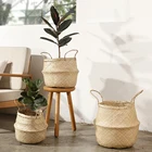 Wholesale natural seagrass laundry basket handmade basket for room decor