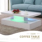 2 Tier Modern Glossy White Rectangle Finish Wood Living Furniture LED Coffee Table