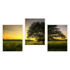 new product natural forest canvas printing 3 panel green tree picture wall art for decoration living room
