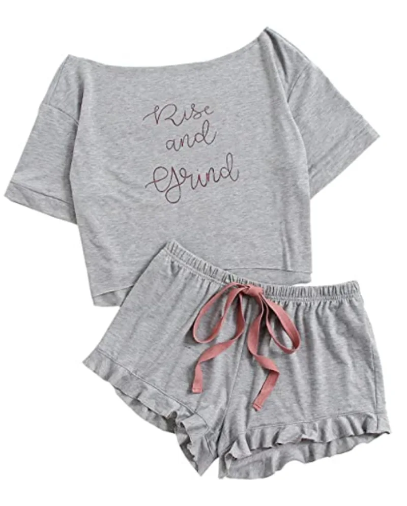 Pajamas Ladies Pijamas Women Cotton Home Clothes Summer Two Piece Set Pyjama Femme 2020