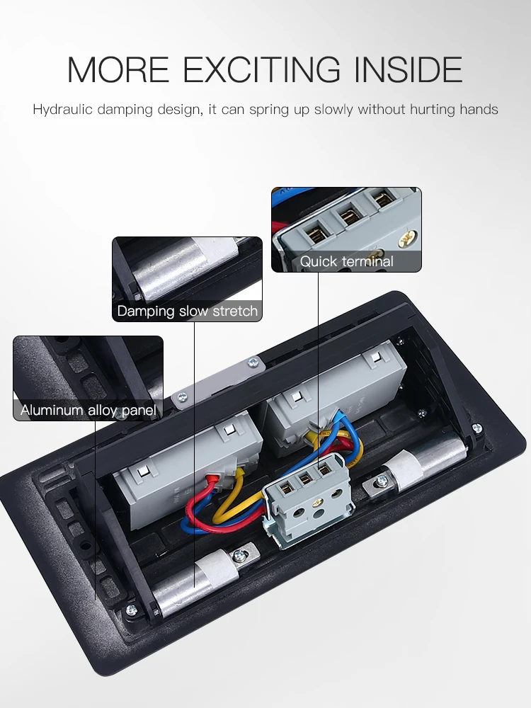 Factory sales Aluminum Alloy multi module embedded table socket