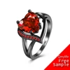 Hot pop fashion color zirconium stone heart-shaped ring popular in Europe and the United States